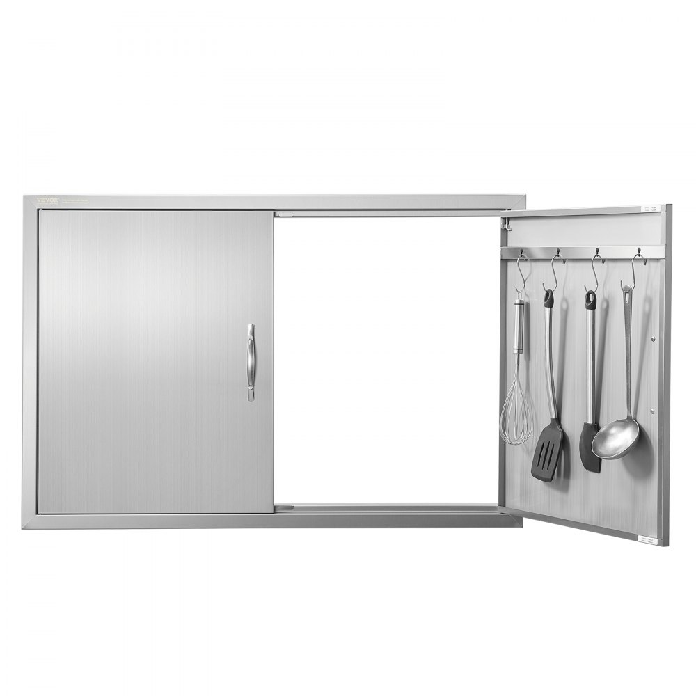 Grill Access Door, 990 x 660 mm, Double Outdoor Kitchen Door, Flush Mounted Stainless Steel Door, Vertical Wall Door with Handles and Hooks, for Grill Island, Grill Station, Outdoor Cabinet Grill Access Door, 990 x 660 mm, Double Outdoor Kitchen Door, Flush Mounted Stainless Steel Door, Vertical Wall Door with Handles and Hooks, for Grill Island, Grill Station, Outdoor Cabinet