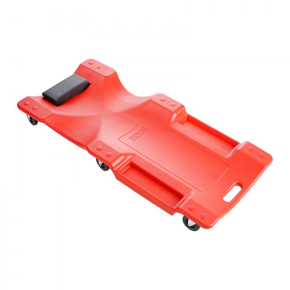 Workshop rolling board assembly rolling board workshop stool assembly table 1 m long, rolling mechanic's wheelchair with 6 universal wheels padded seat, for the garage workshop or at home red