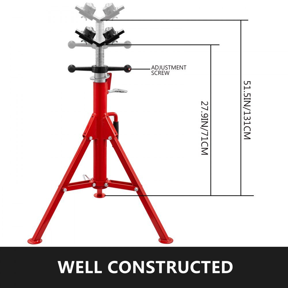 Pipe support with 2 ball transfer V head 1107A, folding pipe stand, 2.04 ton pipe rod, height adjustable