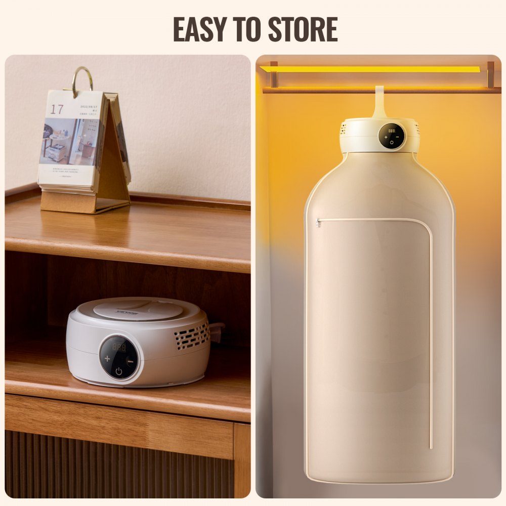 600W Portable Tumble Dryer, Rotary Clothes Line with Dryer Bag, PTC Heater and LED Display, Foldable Mini Dryer with 5 Hour Timer for Apartments, Dorms, RVs or Hotels