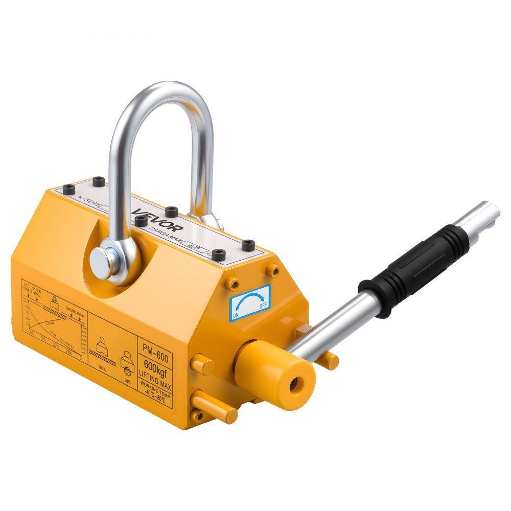 Load lifting magnet permanent magnet lifter 600 kg pulling force lifting magnet with release handle & steel hook, used in workshop cranes and hoists, for lifting steel plates, boards
