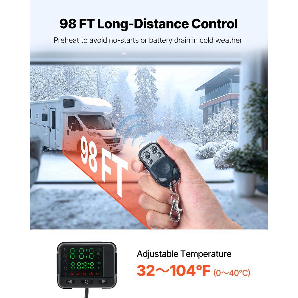 Diesel heater diesel air heater 5-8KW 12-24V with remote control, diesel air additional heater - quick heating with LCD display & preheating function