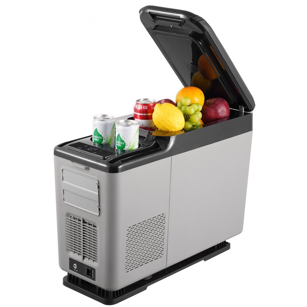 Car Refrigerator, 12V Car Armrest Refrigerator, Portable Single Zone Freezer, 15L, Adjustable Range -20°C to 20°C, 12/24V DC and 100-240V AC, Compressor Cooler for Outdoor Camping