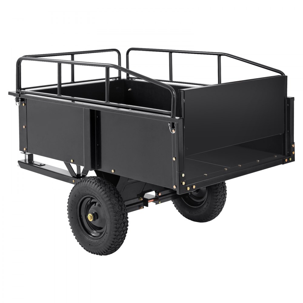 340kg Heavy Duty Lawn Tractor Dump Trailer, Tilt Bed Trailer Hitch, Folding Side Panel Trailer, Black ATV UTV Dump Trailer 340kg Heavy Duty Lawn Tractor Dump Trailer, Tilt Bed Trailer Hitch, Folding Side Panel Trailer, Black ATV UTV Dump Trailer