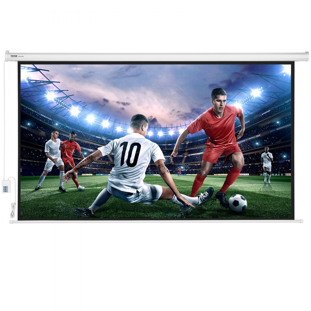 Motorized Projector Screen, 100 Inch 16:9 4K 1080 HD Electric Projector Screen, Automatic Projection Screen with Remote Control, Wall Mounted Cinema Screen for Family Home Office Theater