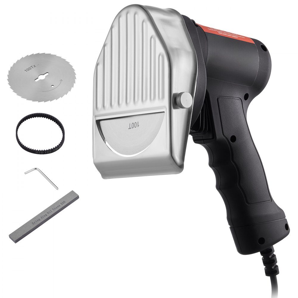 Elektrisches Shawarma-Messer, 80 W, türkisches Kebab-Messer, kommerzieller Gyro-Schneider aus Edelstahl, Döner-Kebab-Fleischschneider mit 2 Klingen, 100 mm Klingendurchmesser