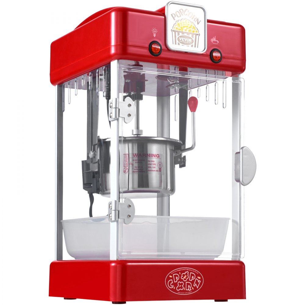 Popcornmaker, 300 W popcornmaker, 2,5 oz waterkoker voor 4QT per lading, popcornmaker op aanrecht met PP-deur, inclusief 2 scheppen en lade, bioscoopstijl, rood Popcornmaker, 300 W popcornmaker, 2,5 oz waterkoker voor 4QT per lading, popcornmaker op aanrecht met PP-deur, inclusief 2 scheppen en lade, bioscoopstijl, rood