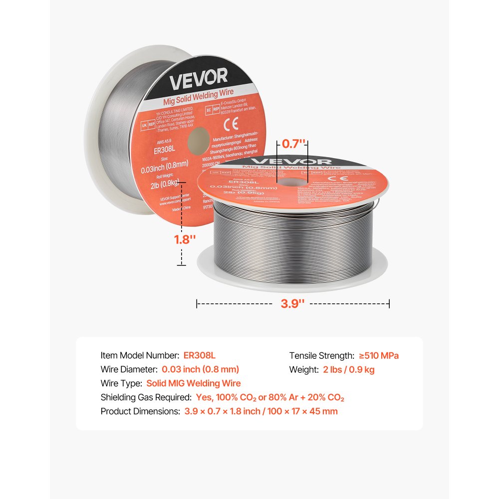 Fil de soudage MIG 0,8 mm Fil de soudage solide ER308L Fil blindé au gaz Rouleau de fil en acier inoxydable de 0,9 kg avec une capacité d'alimentation élevée pour le soudage sous protection gazeuse dans toutes les positions de soudage 1 pièce Fil de soudage MIG 0,8 mm Fil de soudage solide ER308L Fil blindé au gaz Rouleau de fil en acier inoxydable de 0,9 kg avec une capacité d'alimentation élevée pour le soudage sous protection gazeuse dans toutes les positions de soudage 1 pièce