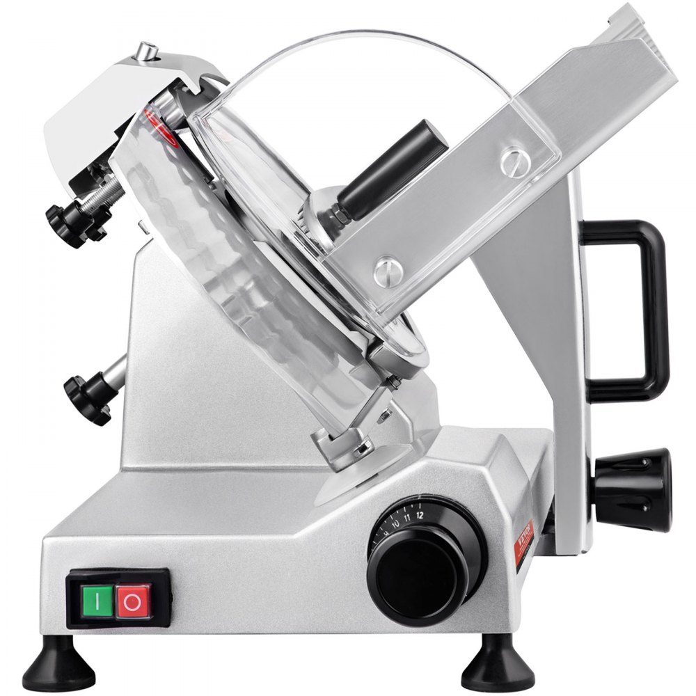 Kommerzieller Fleischschneider, 200 W, elektrischer Allesschneider, Lebensmittelschneider mit 20,3 cm langer Klinge aus Kohlenstoffstahl, 0–12 mm einstellbare Dicke für Fleisch, Käse usw