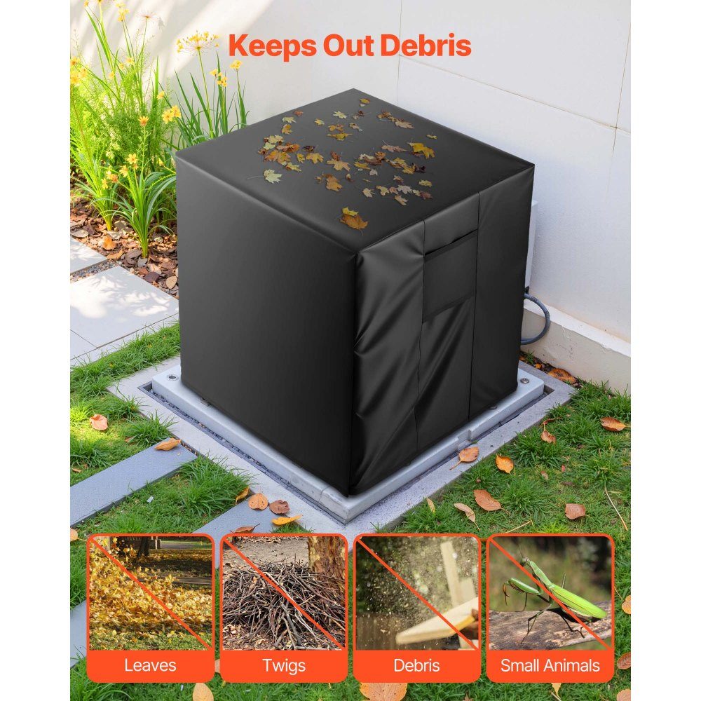 Air Conditioner Cover 863 x 812 x 762mm Triple Layer Waterproof Polyester Fabric Protective Cover Universal Fit Black