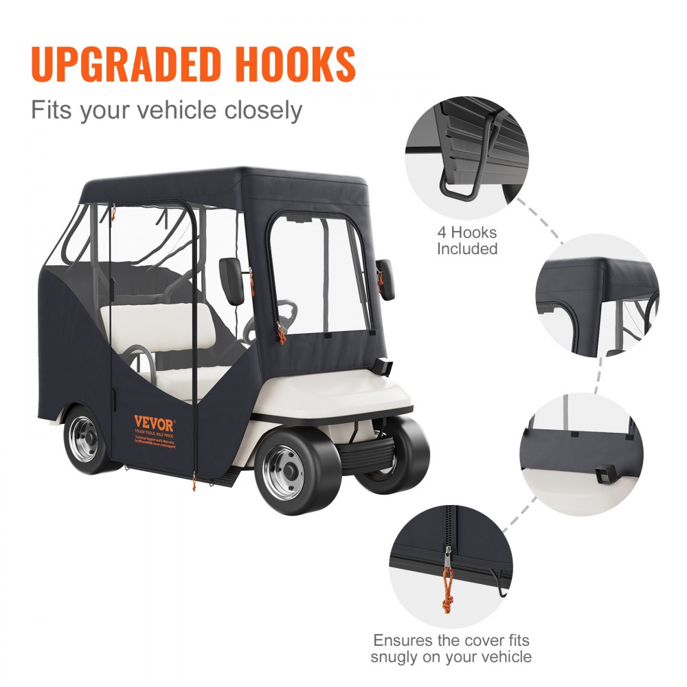 Housse de pluie transparente pour chariot de golf pour 2 personnes 1495 x 1230 mm 600D étanche et portable pour chariot de golf mobile compatible avec les chariots de golf EZGO TXT Housse de pluie transparente pour chariot de golf pour 2 personnes 1495 x 1230 mm 600D étanche et portable pour chariot de golf mobile compatible avec les chariots de golf EZGO TXT
