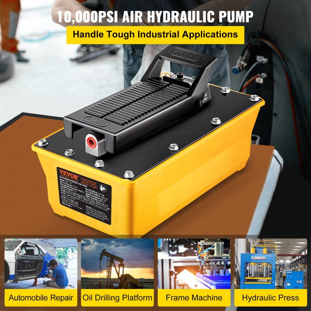 Air Hydraulic Pump, Foot Pump 10,000 PSI, 2.3L Hydraulic Pump with Hose and Spray Gun, 700kg/cm² adjustable pressure and 0.7-1 range for upgrading and moving heavy machinery