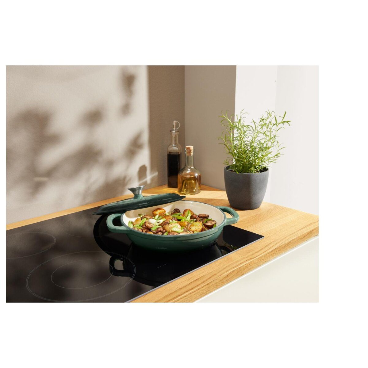 Żeliwna patelnia do serwowania SILVERCREST® 26 cm / 2,4 litra (zielona)