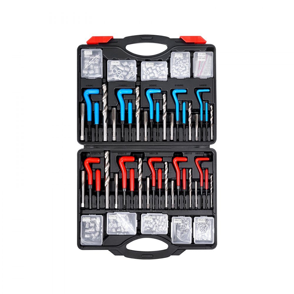 Thread Repair Thread Repair Kit Thread Repair Kit 338 Pieces SAE and Metric Helicoil Set Thread Repair Tools M5 M6 M8 M10 M12 1/4 5/16 3/8 7/16 1/2 Inch HSS Drill Bits
