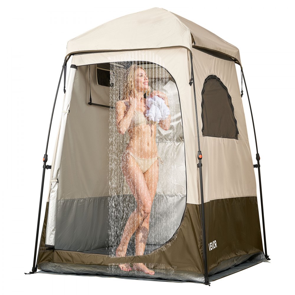 Douchetent met 1 kamer, waterdichte toilettent (145x145x215 cm), kleedtent inclusief haringen en touwen en draagtas en dwarsbalk, gemaakt van 210D Oxford-stof voor kamperen, strandvissen, kaki Douchetent met 1 kamer, waterdichte toilettent (145x145x215 cm), kleedtent inclusief haringen en touwen en draagtas en dwarsbalk, gemaakt van 210D Oxford-stof voor kamperen, strandvissen, kaki