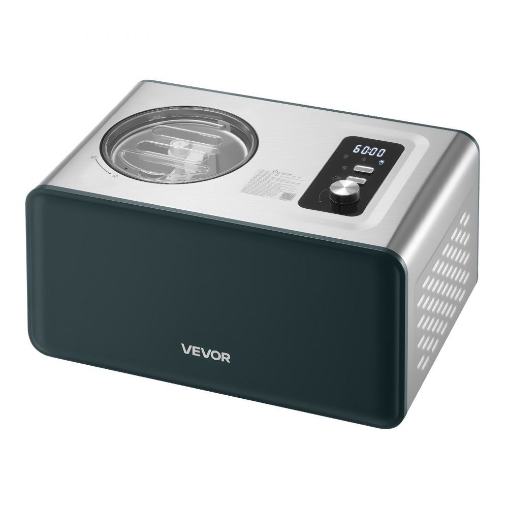 Automatic ice cream maker 1.5L with integrated compressor (150W), no prefreezing, ice cream maker with 3 modes, electric ice cream maker, sorbet maker