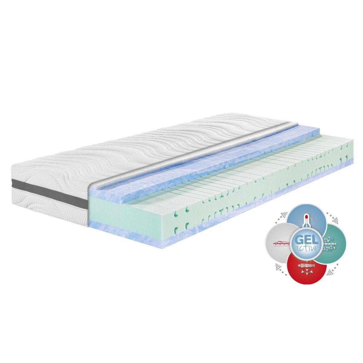 BADENIA TRENDLINE 7-zone cold foam mattress “BT 320 Plus Gel Active”, shoulder comfort zone (H2, 90 x 190 CM)