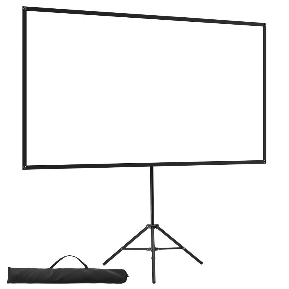 Projection screen tripod screen (80 inch) with 160° wide angle, projector screen for indoor and outdoor projector 16:9 4K HD, portable film screen with carrying bag for home cinema presentation
