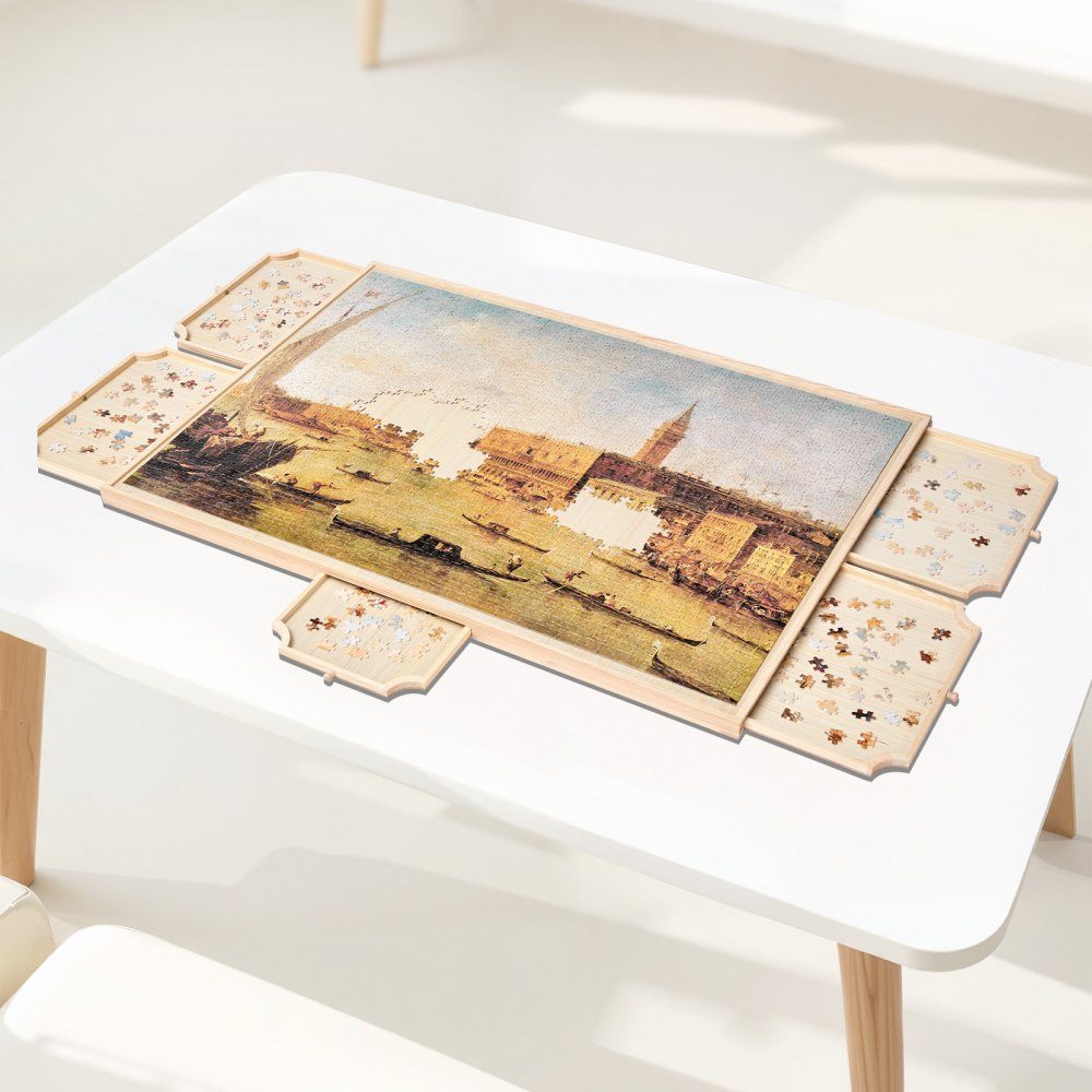 2000-teiliges drehbares Puzzle-Brett mit 5 Schubladen und Abdeckung, tragbarer Puzzle-Tisch (1045 x 763 x 36 mm), Puzzle-Zubehör für Erwachsene, Puzzle-Organizer, Aufbewahrungssystem, Puzzle-Bretter