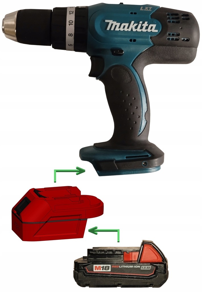 #NIEUW# Adapter Milwaukee M18 18V naar de 18V LXT serie elektrisch gereedschap van Makita #NIEUW# Adapter Milwaukee M18 18V naar de 18V LXT serie elektrisch gereedschap van Makita