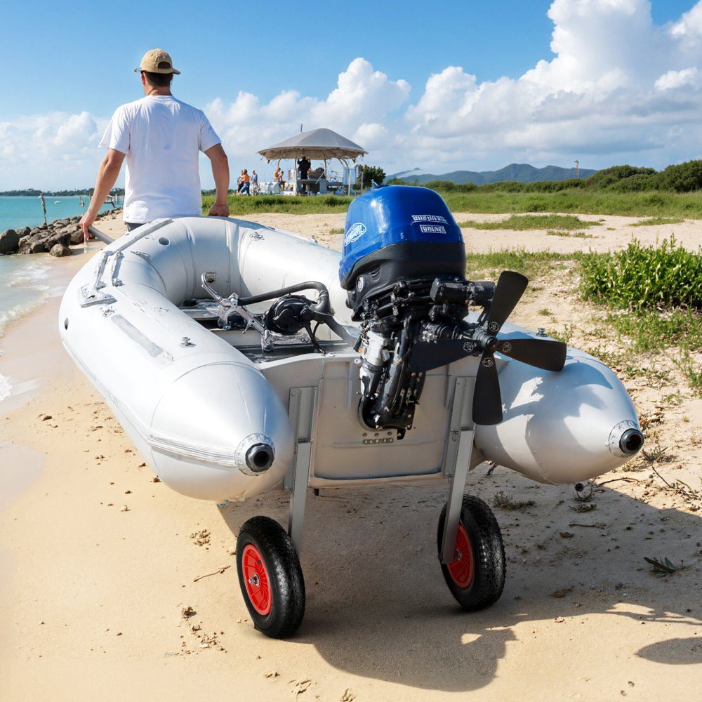 Boat Slip Wheels (300lb Load Capacity), 381mm Aluminum Alloy Tail Wheel with Inflatable Rubber Tires, Folding Slip Wheels with 4 Quick Release Pins for 15ft Inflatable Fishing Boats