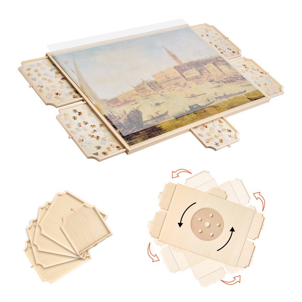 2000-teiliges drehbares Puzzle-Brett mit 5 Schubladen und Abdeckung, tragbarer Puzzle-Tisch (1045 x 763 x 36 mm), Puzzle-Zubehör für Erwachsene, Puzzle-Organizer, Aufbewahrungssystem, Puzzle-Bretter