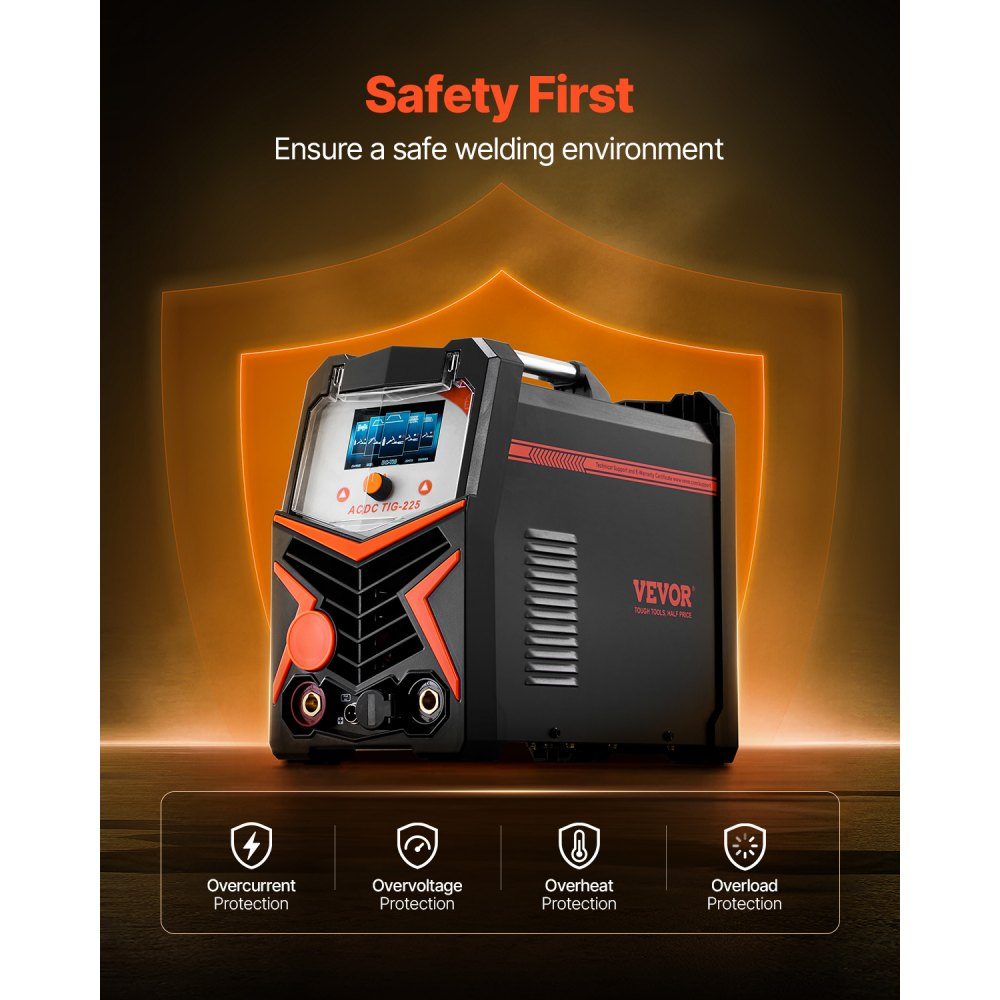 TIG Welder, 6 in 1 Aluminum Welder (Large LED Display) - AC TIG/DC TIG/AC Pulse TIG/DC Pulse TIG/Spot TIG/MMA (Stick) Electric Welder with IGBT Inverter