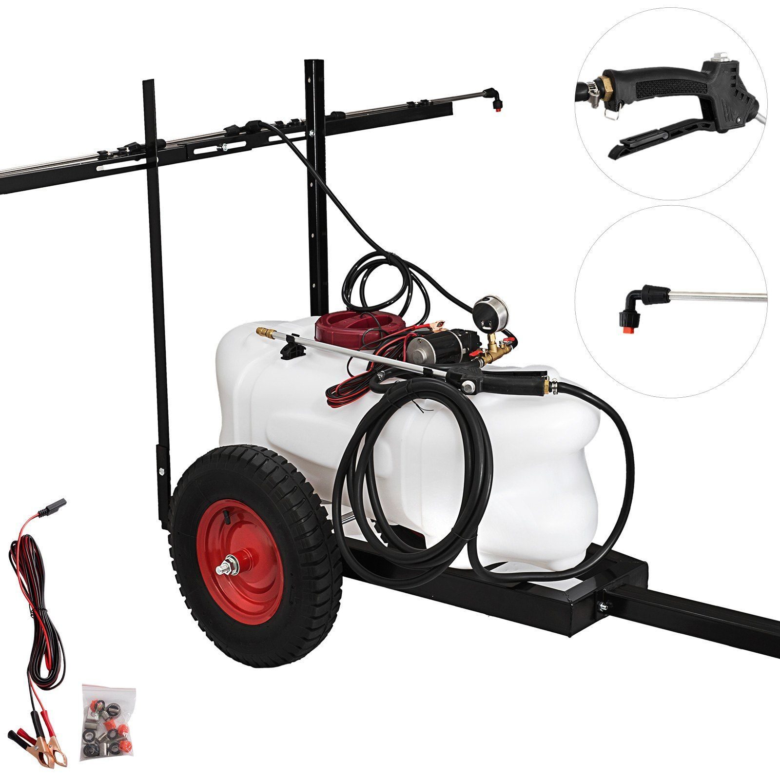Drucksprüher 60L Sprühpumpe 5,5 bar Gartensprüher Anhängersprüher 5m Stromkabel Traktor Garten