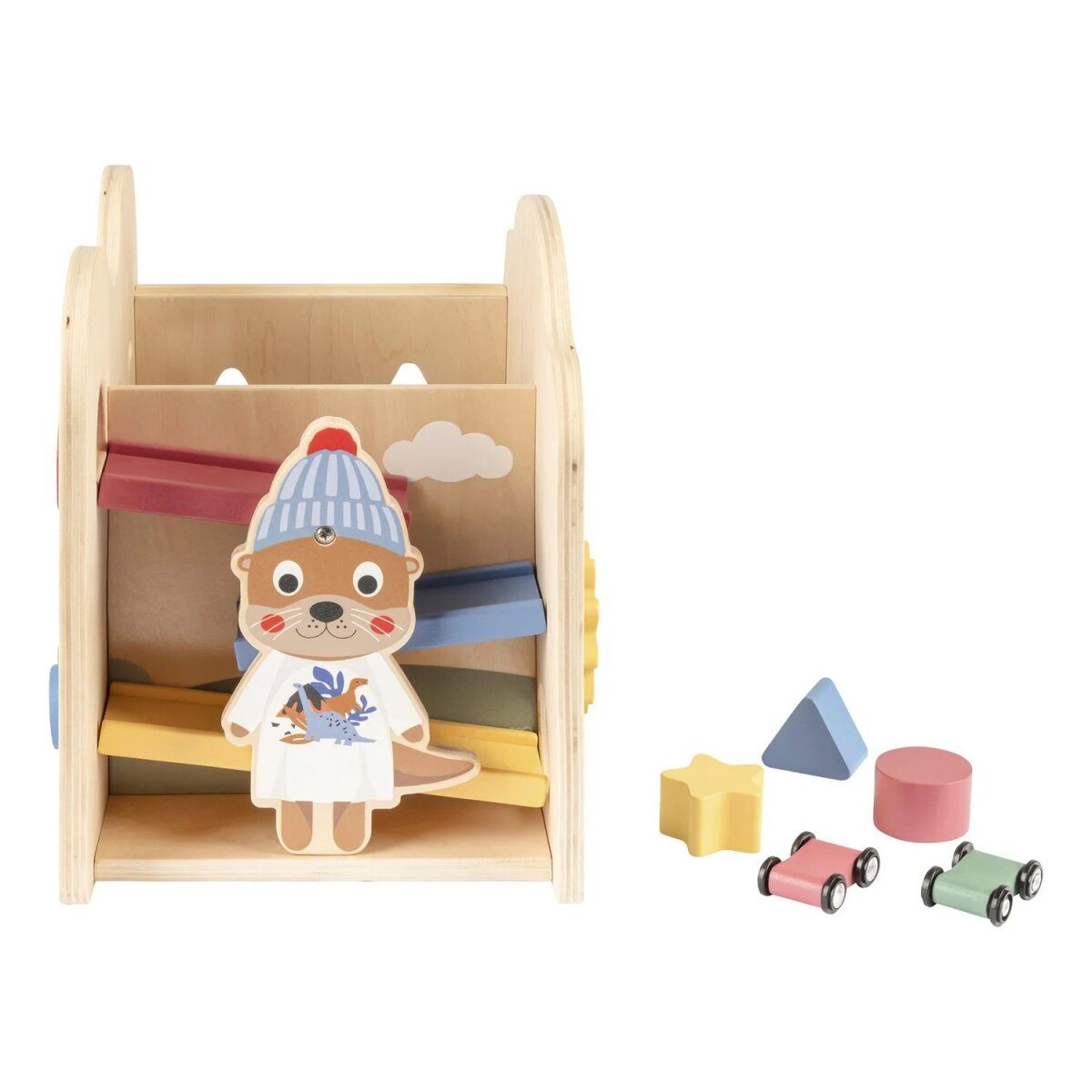lupilu® push cart / motor skills cube, made of wood (motor skills cube)