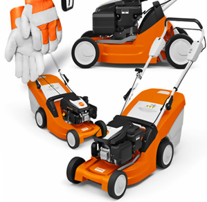 Tondeuse à gazon universelle Stihl RM 443 + gants professionnels (2,8 CV, 41 cm) en kit