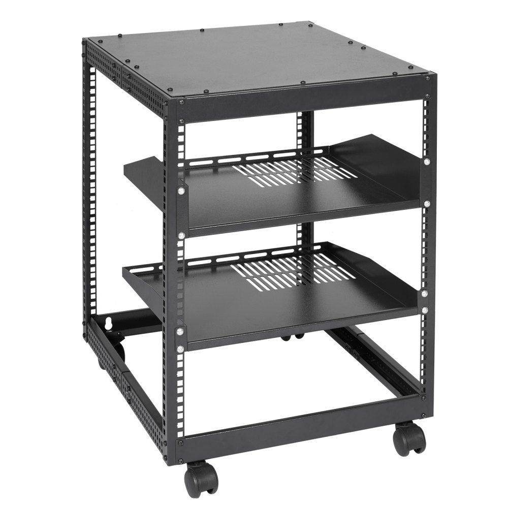 12U Open Frame Server Rack 23-40" Adjustable Depth Freestanding/Wall Mounted Network Server Rack 4 Post AV Rack with Wheels for all your Network IT Equipment AV Equipment