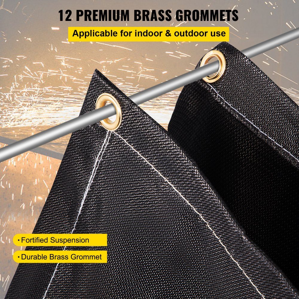 Welding Blanket, 2 Pack Welding Blankets, 8x10ft Fire Blanket, 1022°F Flame Retardant Blanket, Black Fire Emergency Blankets, Fire Retardant Fiberglass Blanket with 12 Brass Grommets