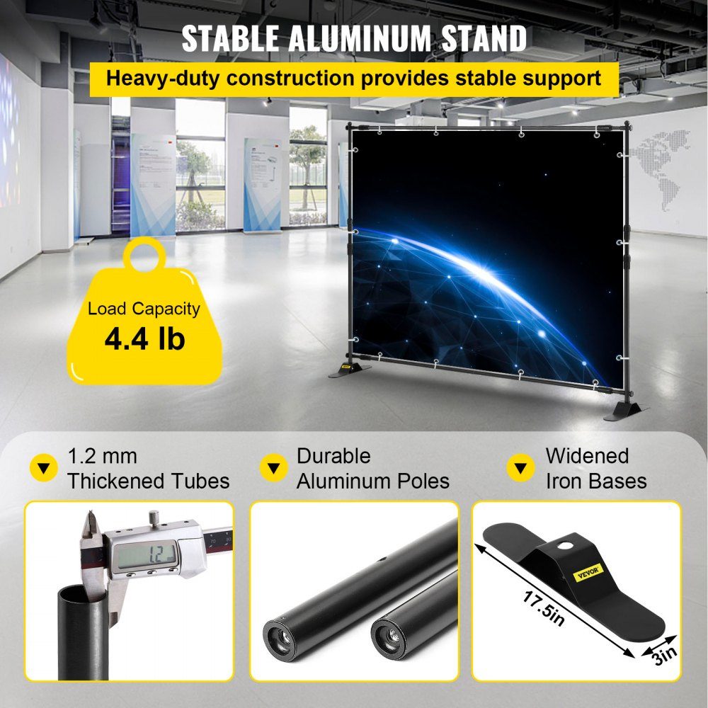 Teleskoprohr-Hintergrundständer DM-ABS-Teleskop-Hintergrundsystem, schwarzer Hintergrundständer aus Aluminiummaterial, geeignet für Feiertagsveranstaltungen, Abendpartys, Werbung