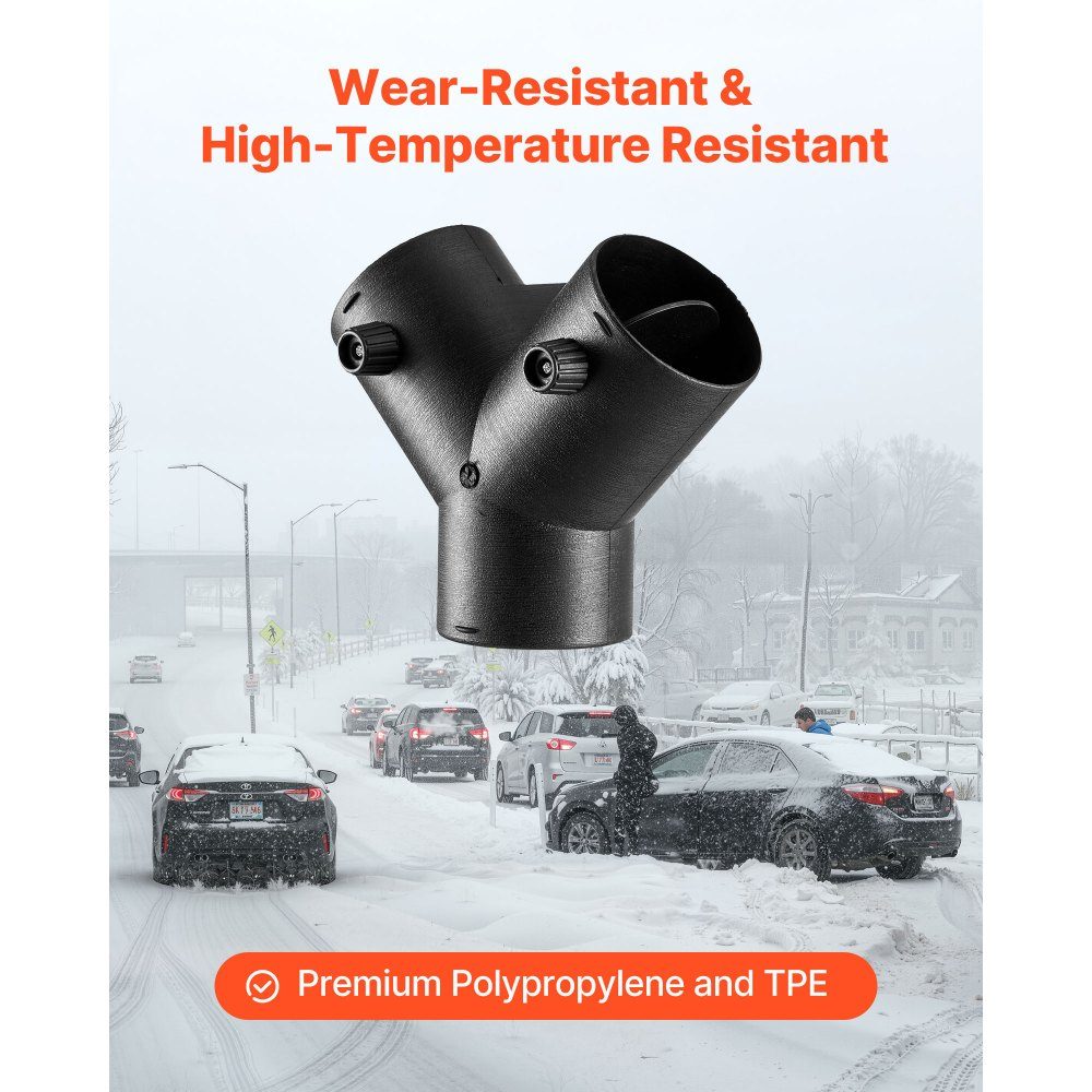 Diesel heater connector (75mm), diesel heater duct connection accessories, Y-shaped 3-way vent connectors with 2 90° rotating valves, connection connector for 2/5/8 kW diesel heater