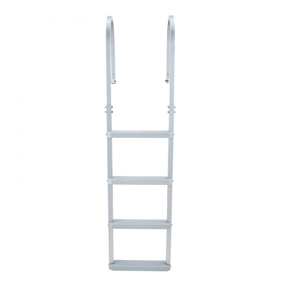 Dock Ladder Detachable, Boat Ladder with 4 Non-Slip Steps, Wide Pedals and Handrail, Pool Ladder with 500lb Load Capacity Made of Aluminum Alloy, Entry Ladder for Docks, Pools, Lakes, Boats, Silver