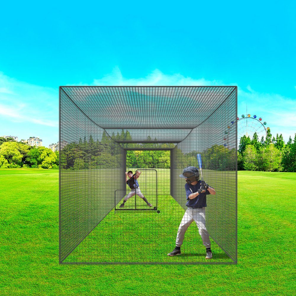 Baseball Batting Cage Net for Home or Backyard, 35 Feet Baseball Cage Net for Batting and Fielding, Baseball Net Batting Cage for Kids or Adults, Black (Net Only)