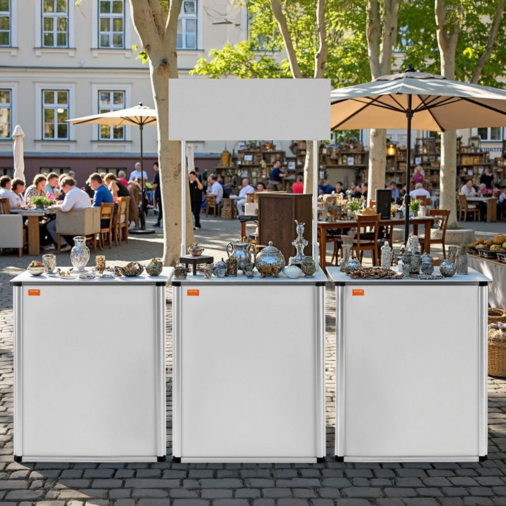 Tragbare Messetheke, Messetheke, 78,5 x 38 x 181,5 cm, Messestand, Ausstellungsthekenständer, faltbarer Promotion-Einzelhandels-Stehtisch, Empfangsmesseständer mit Ablagefach, Tragetasche