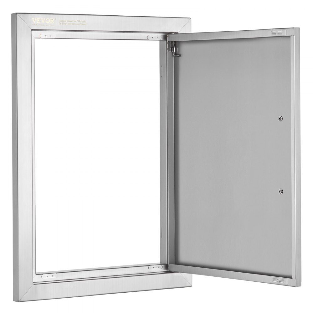 Grill-Zugangstür, 355 x 508 mm, einzelne Außenküchentür, bündig montierte Edelstahltür, vertikale Wandtür mit Griff, für Grillinsel, Grillstation, Außenschrank