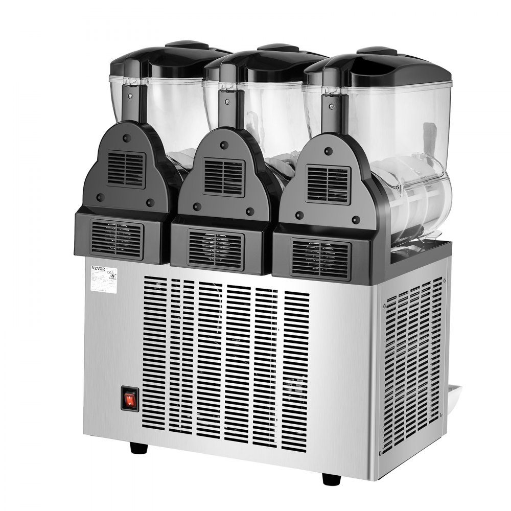 Commercial Slush Ice Cream Maker, 12L x 3, Three Tank Frozen Drink Machine, 144 Cups, Stainless Steel Slush Ice Cream Maker with Keyboard, Soft Ice Cream Machine for Party, Restaurant, Cafe, Bar