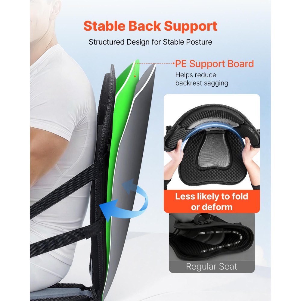 2 x Kayak Seat 53mm Thick Padded Stand Up Paddle Board Seat Boat Seat with Backrest and Storage Bag and Adjustable Strap for Inflatable Kayak SUP Canoe Fishing Boat