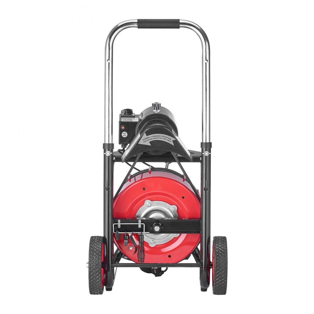 Machine à nettoyer les tuyaux φ10,5 mm x 30 m, spirale de nettoyage à roulettes, avance automatique, 8 lames coupantes et pédale pneumatique, cure-pipe pour diamètres de tuyaux de 50 à 100 mm