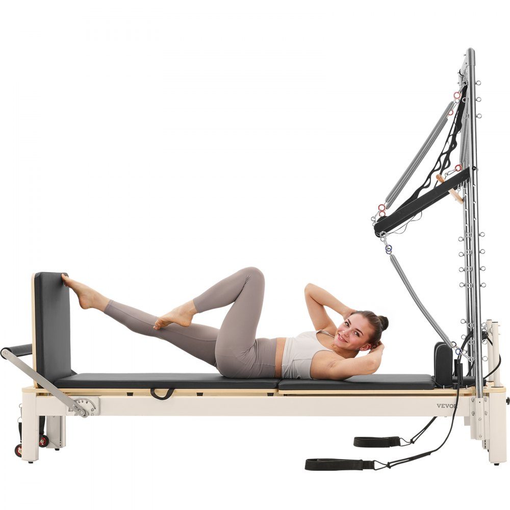 Pilates-Reformer-Gerät für den Heimgebrauch, Krafttrainingsgerät mit zwei Widerständen, Reformer-Box und Sprungbrett, für Fortgeschrittene und Anfänger, bis zu 400 Pfund