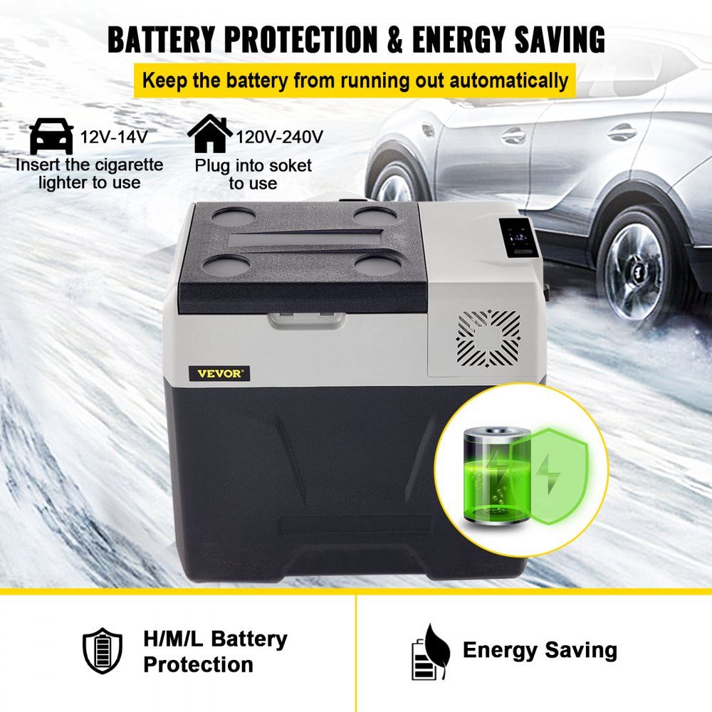 50L Car Fridge Compressor Cooler Box Stainless Steel Holiday Insulated Box Mini Fridge Cooler Box Car and Socket
