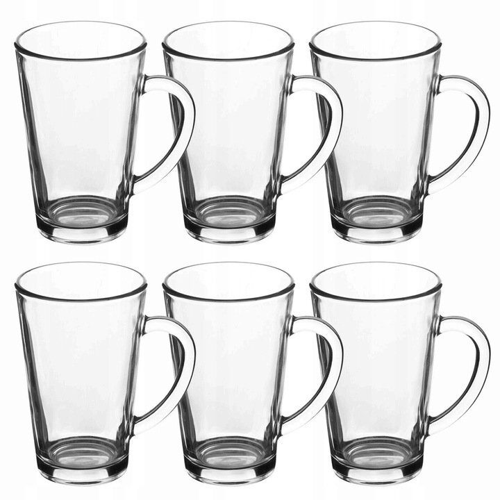 6 Kaffeegläser 370 ml Latte-Macchiato-Gläser-Set + 6 Löffel
