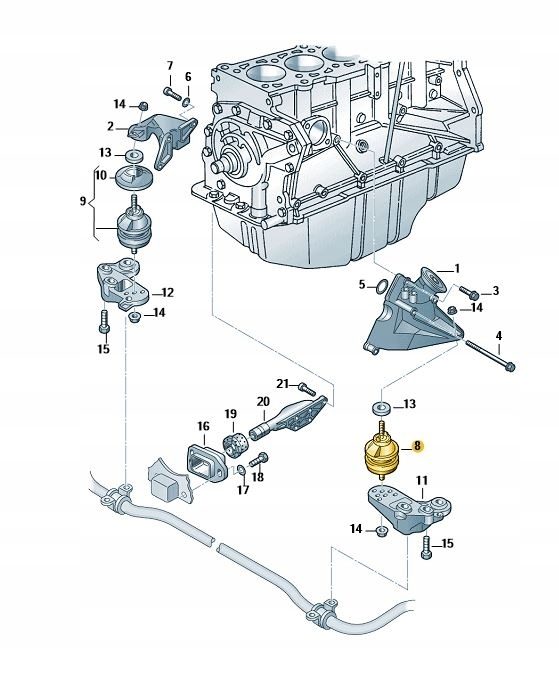 SUPPORT MOTEUR VW PASSAT AUDI GAUCHE ORIGINE 1.9 8D0199379AR