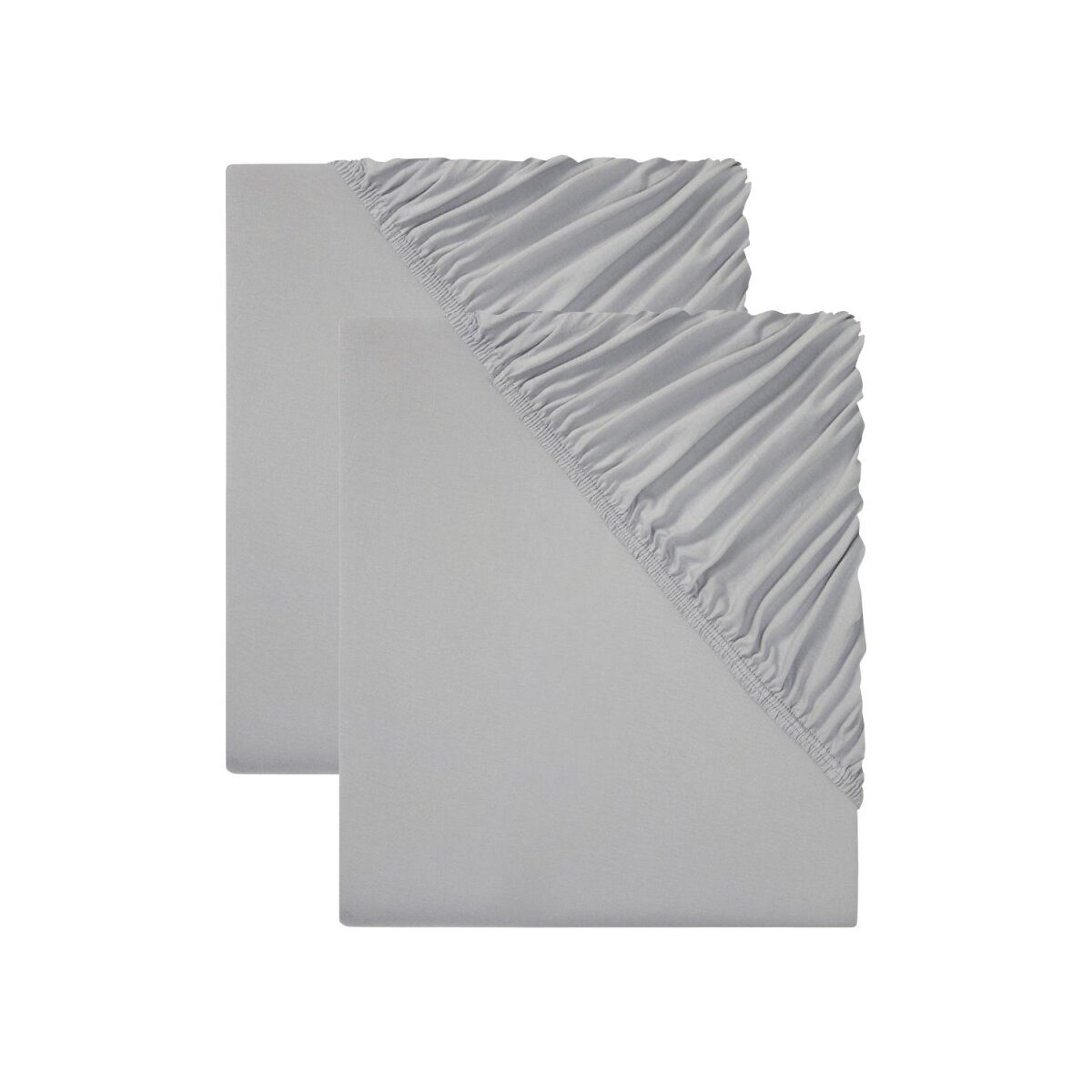 LIVARNO home set of 2 fitted sheets, made of jersey, 140 - 160 x 200 cm, light gray