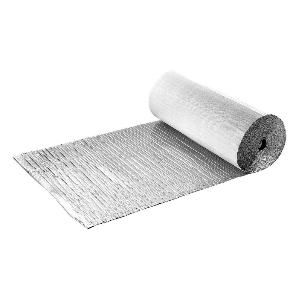 Isolierfolie, Isolierfolie mit Luftpolstern, 6 mm, 122 cm x 30,48 m, Aluminiumfolie, weiße PE-Folie, wärmereflektierender Schutz, Wärmedämmrolle für Garagentore, Fenster, Wohnmobildächer
