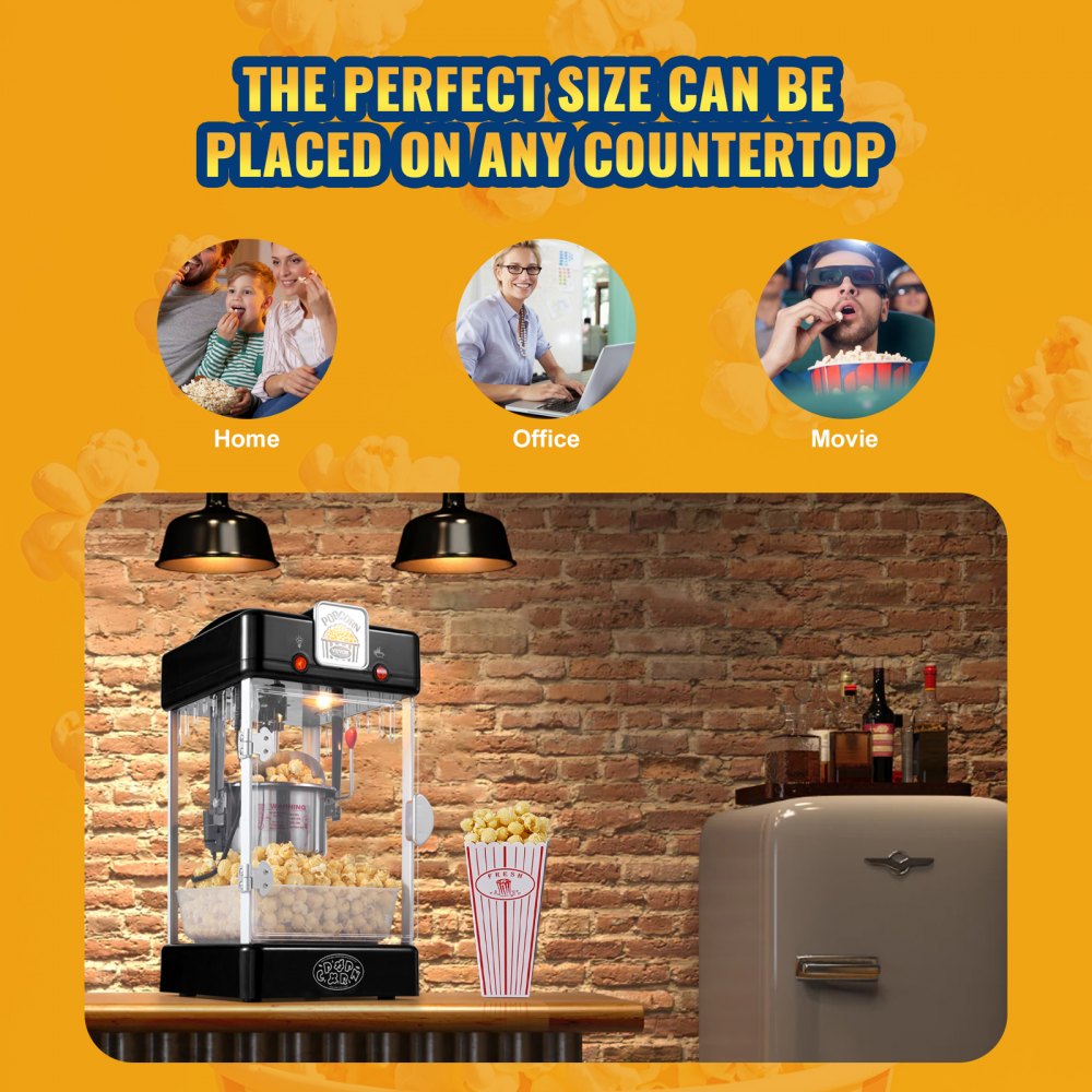 Popcorn Machine Popcorn Machine Popcorn Maker, 300W Popcorn Machine 2.5oz Kettle Makes 4Qt Per Load, Popcorn Machine with PP Door, Includes 2 Scoops and Tray, Cinema Style Black Popcorn Machine Popcorn Machine Popcorn Maker, 300W Popcorn Machine 2.5oz Kettle Makes 4Qt Per Load, Popcorn Machine with PP Door, Includes 2 Scoops and Tray, Cinema Style Black