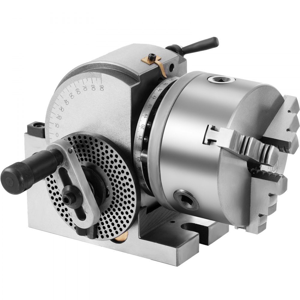 Dividing head with jaw chuck MK2, rotary table with indexing center height 100 mm, dividing head 23 kg, rotary table with plates, a strong support for the machined workpiece