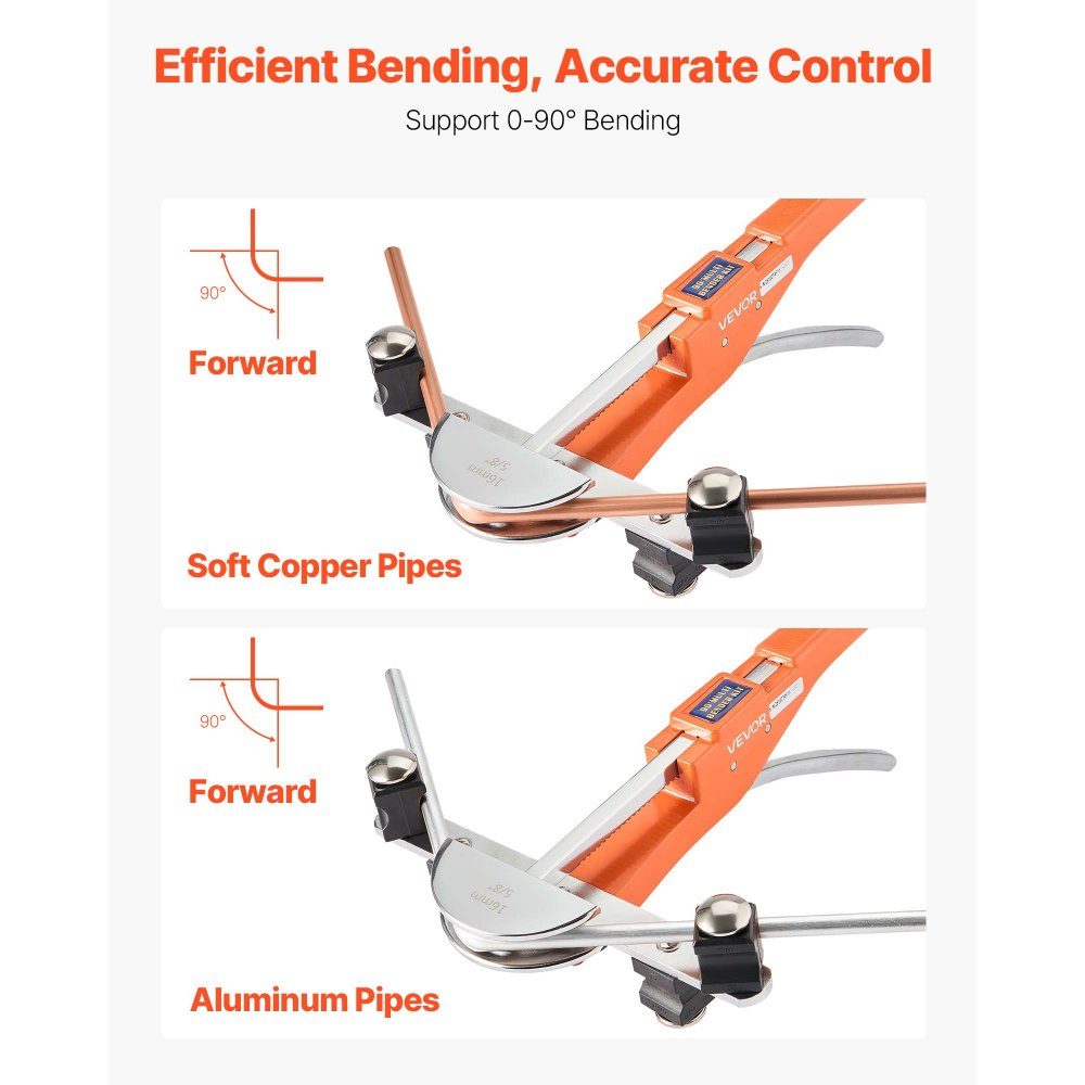 Pipe Bender 6-22mm Pipe Bender Up to 90° Forward Hand Bending Tool 7 Jaw Aluminum Alloy Bending Machine HVAC Tools for Copper and Aluminum Refrigeration Equipment Maintenance